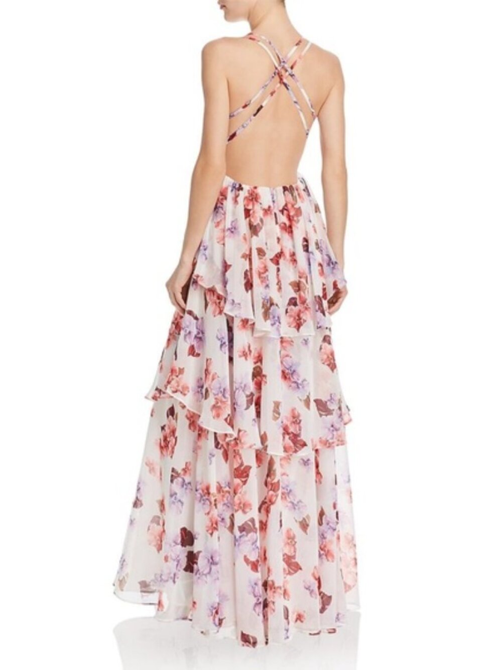FAME AND PARTNERS  Halter Floral Evening Dress 1888 - Picture 2 of 7